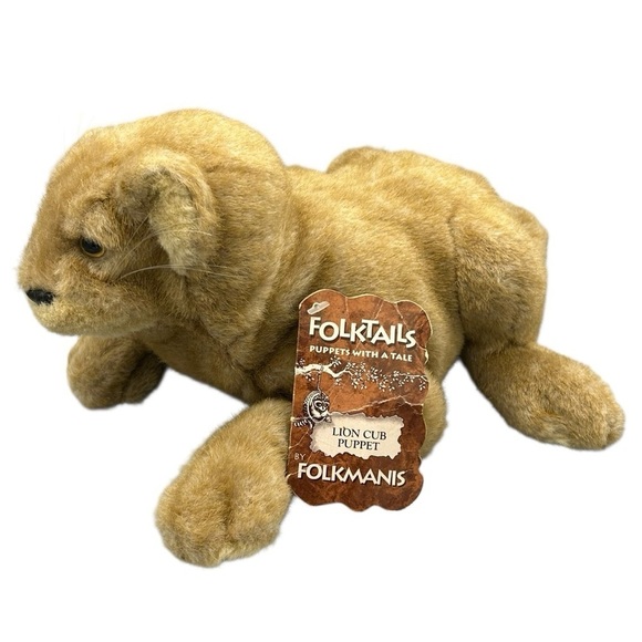 FOLKMANIS LION CUB HAND PUPPET PLUSH TOY VINTAGE COLLECTIBLE NEW WITH TAGS - Picture 1 of 11